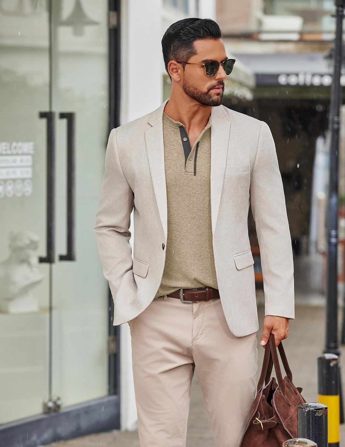 image:imageCOOFANDY Mens Henley Long Sleeve Shirts Casual Button TShirt Pullover Basic Tees with PocketBeige