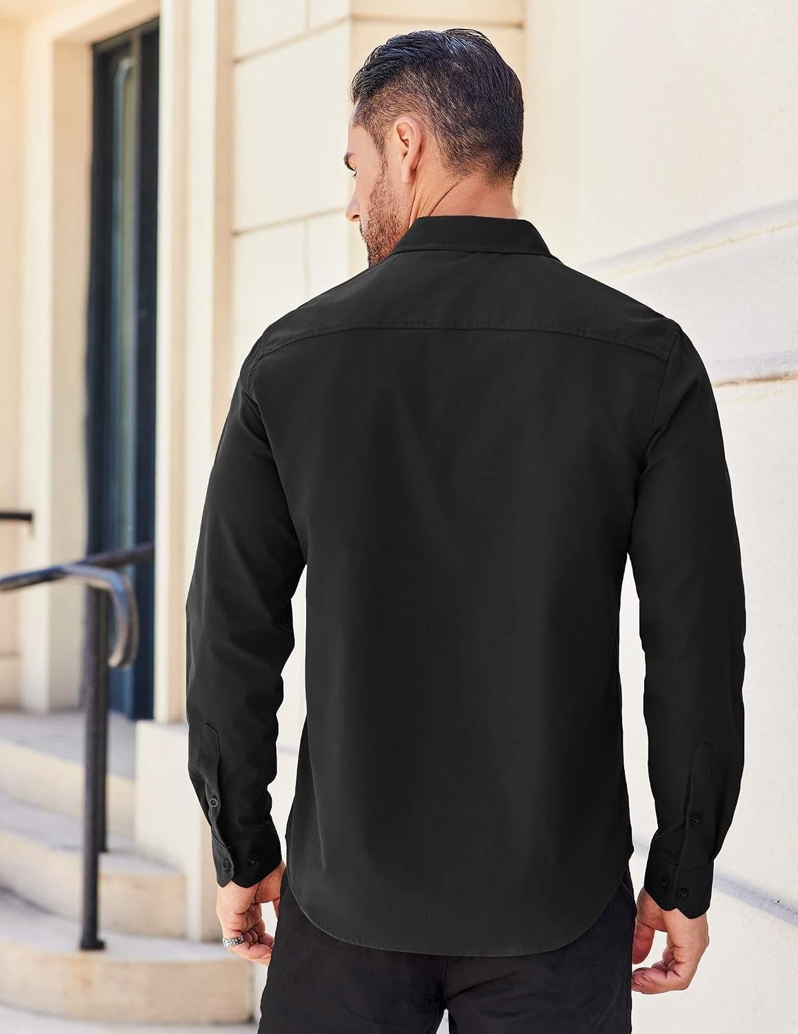 image:imageCOOFANDY Mens Long Sleeve Casual Button Down Shirts Untucked Shirts for Men Regular Fit Dress Shirt01black