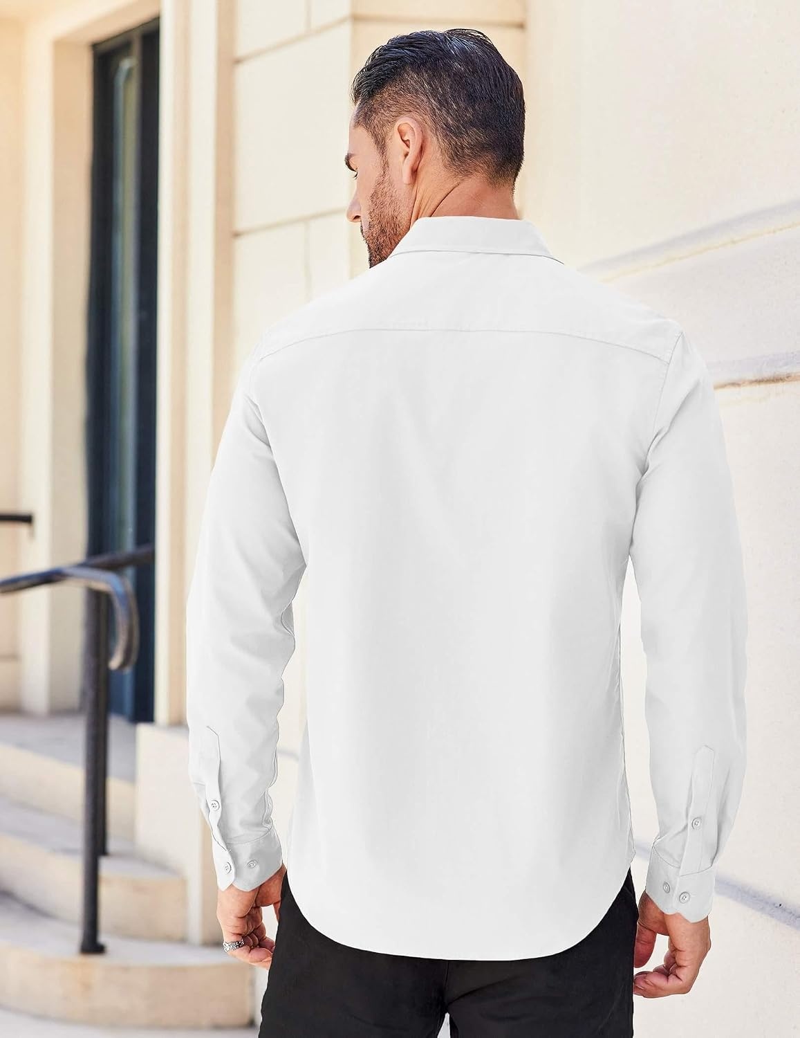image:imageCOOFANDY Mens Long Sleeve Casual Button Down Shirts Untucked Shirts for Men Regular Fit Dress Shirt01white