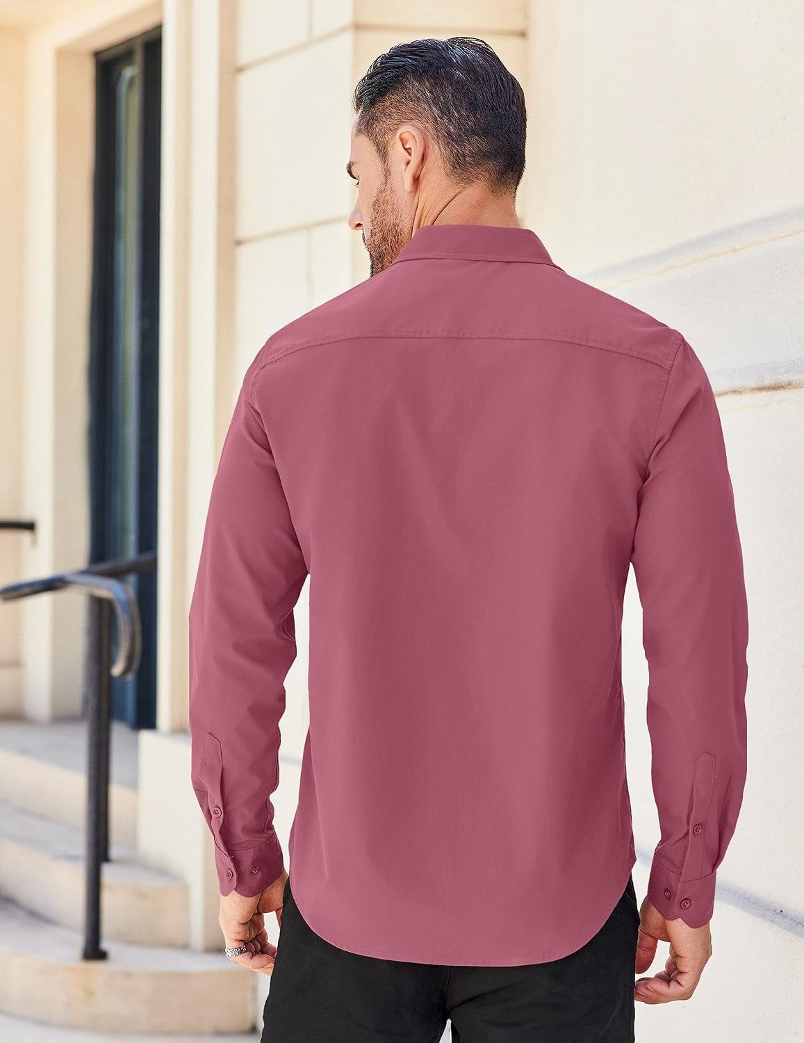 image:imageCOOFANDY Mens Long Sleeve Casual Button Down Shirts Untucked Shirts for Men Regular Fit Dress ShirtPurple Red
