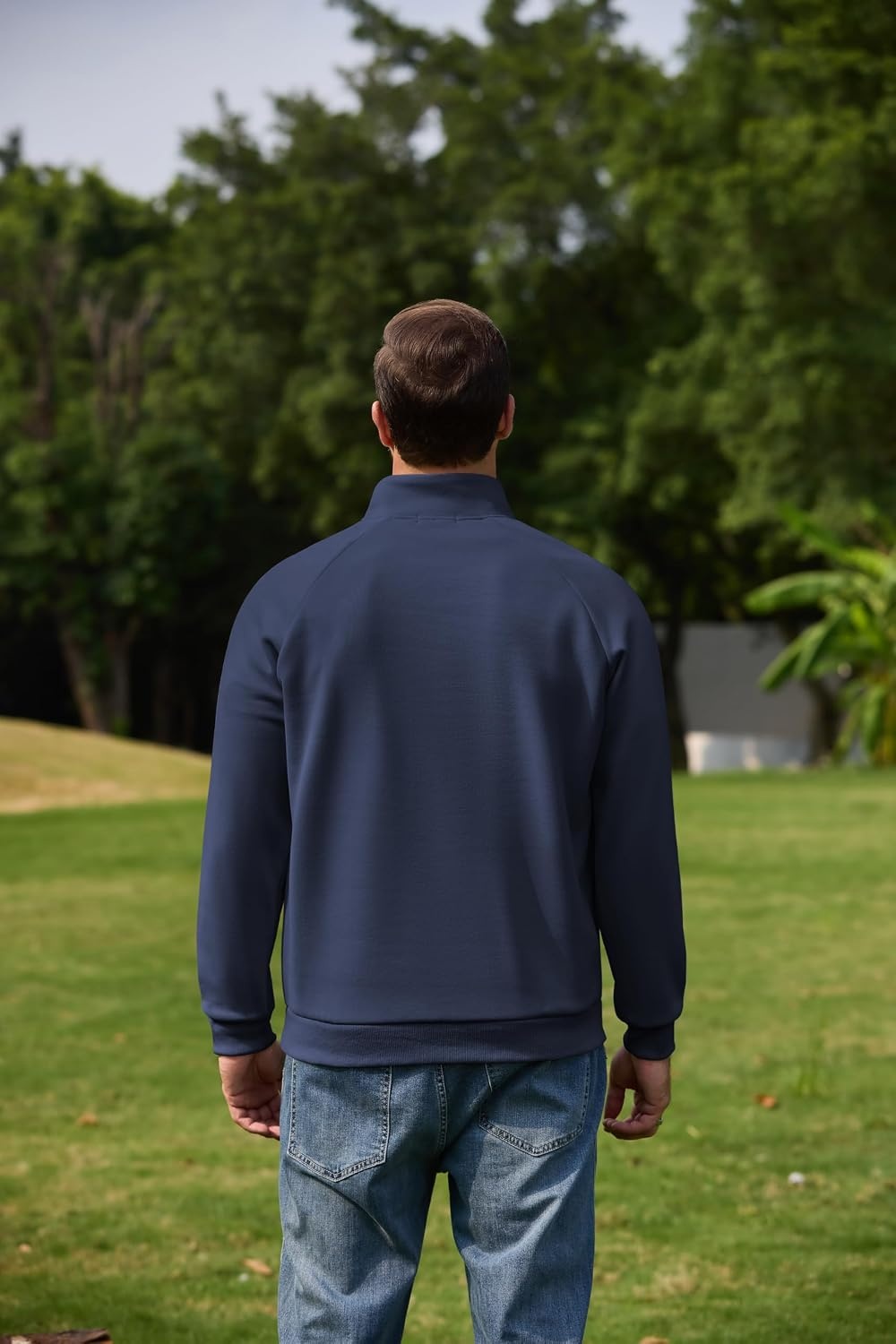 image:imageCOOFANDY Mens Quarter Zip Pullover 2026 Fleece Mock Neck Casual Sweatshirt Cotton Blend Soft amp WrinkleResistant Lightly Brushed Fleece InteriorNavy Blue
