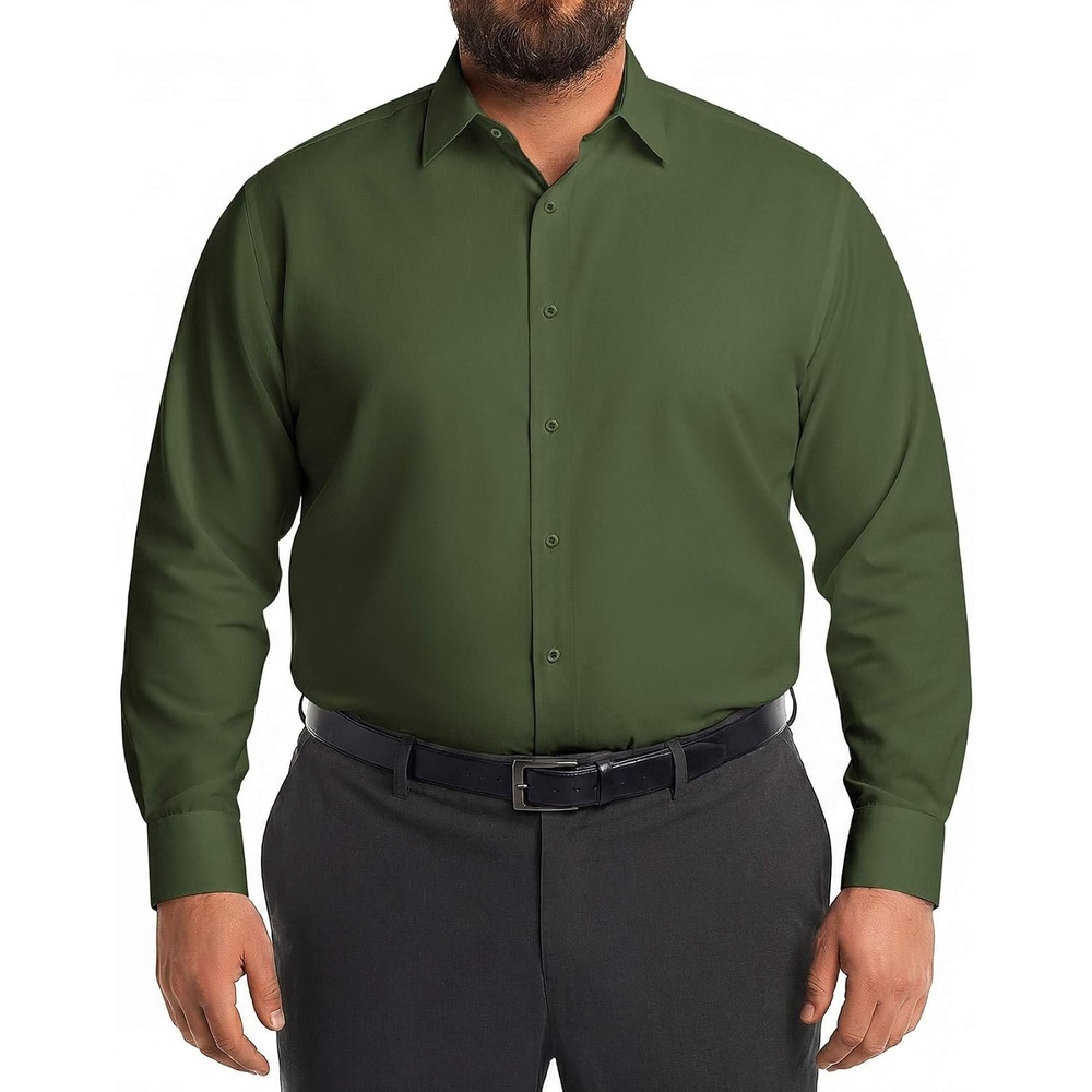 image:imageCOOFANDY Big and Tall Dress Shirts for Men Long Sleeve Wrinkle Free Button Down Shirt Stretch Business ShirtArmy Green