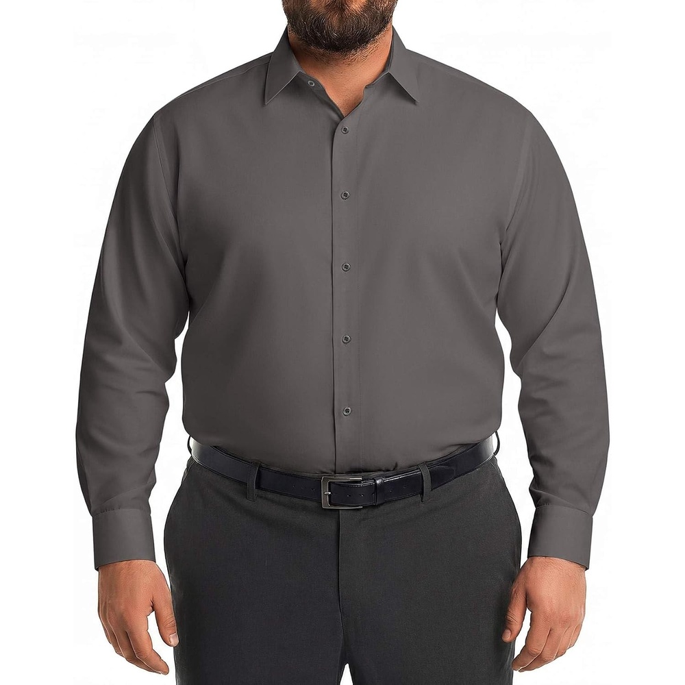 image:imageCOOFANDY Big and Tall Dress Shirts for Men Long Sleeve Wrinkle Free Button Down Shirt Stretch Business ShirtDark Grey