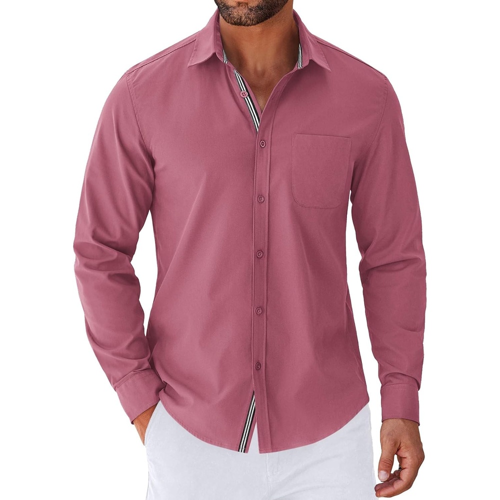 image:imageCOOFANDY Mens Long Sleeve Casual Button Down Shirts Untucked Shirts for Men Regular Fit Dress ShirtPurple Red