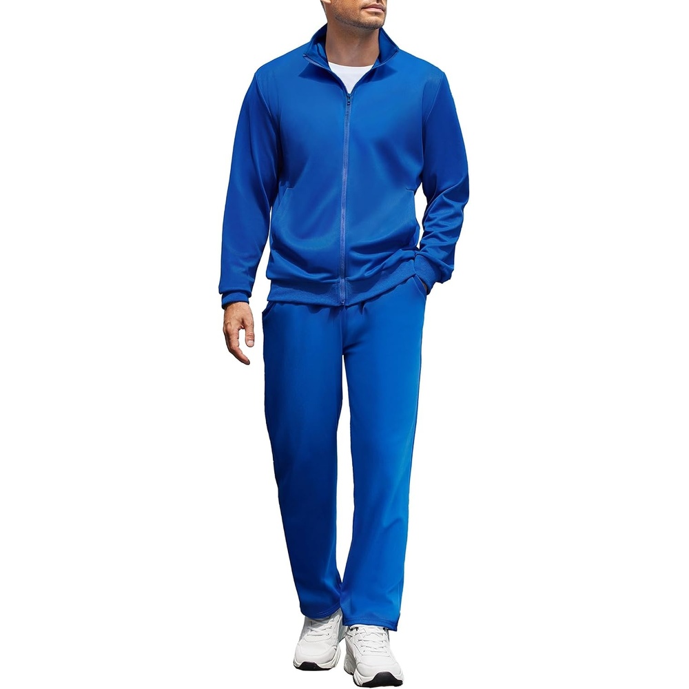 image:imageCOOFANDY Mens Tracksuit Casual Sweatsuit 2 Piece Full Zip Jogging Suit Set  Full Zip TrackSuit Stand Collar Elastic Waist Drawstring 5 Pockets Casual Athletic Jogging Outfits Fall Sport Sweat SuitBlue