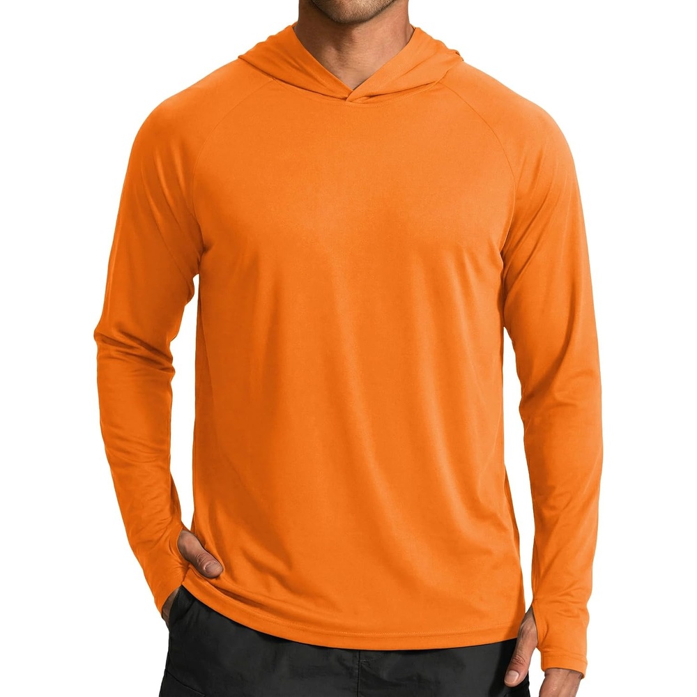 image:imageCOOFANDY Mens UPF 50 Sun Shirt Long Sleeve Fishing Shirt UV Protection Hoodie Summer Running Hiking Hooded Rash GuardOrange