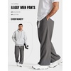 COOFANDY Baggy Sweatpants Men Wide Leg Cotton Joggers for Men with Pockets | 2 in 1 Design, Ankle Drawcord, Cotton Blend, Wide Leg, 3 Deep Pockets, Drawstring Waist, Y2K, Loungewear, Gym Workout(Dark Gray)