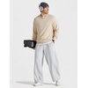COOFANDY Baggy Sweatpants Men Wide Leg Cotton Joggers for Men with Pockets | 2 in 1 Design, Ankle Drawcord, Cotton Blend, Wide Leg, 3 Deep Pockets, Drawstring Waist, Y2K, Loungewear, Gym Workout(White Heather)