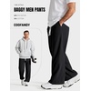 COOFANDY Baggy Sweatpants Men Wide Leg Cotton Joggers for Men with Pockets | 2 in 1 Design, Ankle Drawcord, Cotton Blend, Wide Leg, 3 Deep Pockets, Drawstring Waist, Y2K, Loungewear, Gym Workout(Black)