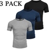 COOFANDY Men’s 3 Pack Workout T Shirts Short Sleeve Athletic Gym T Shirt | Raglan Sleeve, Crew Neck, Moisture Wicking, Lightweight Cooling Running Shirts,Performance Tee for Gym Tennis Hiking(02-black/Navy Blue/Grey)