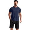 COOFANDY Men’s 3 Pack Workout T Shirts Short Sleeve Athletic Gym T Shirt | Raglan Sleeve, Crew Neck, Moisture Wicking, Lightweight Cooling Running Shirts,Performance Tee for Gym Tennis Hiking(N-black/Navy Blue/Army Green)