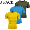 COOFANDY Men’s 3 Pack Workout T Shirts Short Sleeve Athletic Gym T Shirt | Raglan Sleeve, Crew Neck, Moisture Wicking, Lightweight Cooling Running Shirts,Performance Tee for Gym Tennis Hiking(Yellow/Light Blue/Olive Green)
