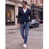 COOFANDY Mens Cardigan Sweater Long Sleeve Lightweight V Neck Knit Cardigan | Button Down, Knitted, Light Weight, Ribbed Hem, Stretch, Soft, Classic Fit, Casual, Dress, Business, Men Cardigans(Navy Blue)
