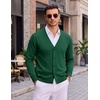 COOFANDY Mens Cardigan Sweater Long Sleeve Lightweight V Neck Knit Cardigan | Button Down, Knitted, Light Weight, Ribbed Hem, Stretch, Soft, Classic Fit, Casual, Dress, Business, Men Cardigans(Green)