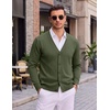 COOFANDY Mens Cardigan Sweater Long Sleeve Lightweight V Neck Knit Cardigan | Button Down, Knitted, Light Weight, Ribbed Hem, Stretch, Soft, Classic Fit, Casual, Dress, Business, Men Cardigans(Army Green)