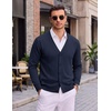 COOFANDY Mens Cardigan Sweater Long Sleeve Lightweight V Neck Knit Cardigan | Button Down, Knitted, Light Weight, Ribbed Hem, Stretch, Soft, Classic Fit, Casual, Dress, Business, Men Cardigans(Navy Blue)
