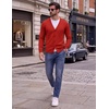 COOFANDY Mens Cardigan Sweater Long Sleeve Lightweight V Neck Knit Cardigan | Button Down, Knitted, Light Weight, Ribbed Hem, Stretch, Soft, Classic Fit, Casual, Dress, Business, Men Cardigans(Red)