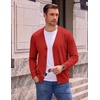 COOFANDY Mens Cardigan Sweater Long Sleeve Lightweight V Neck Knit Cardigan | Button Down, Knitted, Light Weight, Ribbed Hem, Stretch, Soft, Classic Fit, Casual, Dress, Business, Men Cardigans(Red)