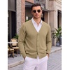 COOFANDY Mens Cardigan Sweater Long Sleeve Lightweight V Neck Knit Cardigan | Button Down, Knitted, Light Weight, Ribbed Hem, Stretch, Soft, Classic Fit, Casual, Dress, Business, Men Cardigans(Khaki)