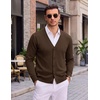 COOFANDY Mens Cardigan Sweater Long Sleeve Lightweight V Neck Knit Cardigan | Button Down, Knitted, Light Weight, Ribbed Hem, Stretch, Soft, Classic Fit, Casual, Dress, Business, Men Cardigans(Brown)