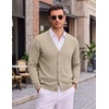 COOFANDY Mens Cardigan Sweater Long Sleeve Lightweight V Neck Knit Cardigan | Button Down, Knitted, Light Weight, Ribbed Hem, Stretch, Soft, Classic Fit, Casual, Dress, Business, Men Cardigans(Light Khaki)