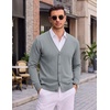COOFANDY Mens Cardigan Sweater Long Sleeve Lightweight V Neck Knit Cardigan | Button Down, Knitted, Light Weight, Ribbed Hem, Stretch, Soft, Classic Fit, Casual, Dress, Business, Men Cardigans(Light Grey)