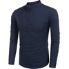 COOFANDY Men’s Cotton Linen Henley T-Shirts Long Sleeve Casual Beach Shirts | Mens Linen Shirt,Regular Relaxed Fit,Lightweight,Breathable,and Moisture-wicking for Beach,Vacation or Everyday Summer Wear(Navy Blue)