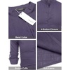 COOFANDY Men’s Cotton Linen Henley T-Shirts Long Sleeve Casual Beach Shirts | Mens Linen Shirt,Regular Relaxed Fit,Lightweight,Breathable,and Moisture-wicking for Beach,Vacation or Everyday Summer Wear(Purple)