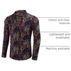 COOFANDY Men’s Cotton Linen Henley T-Shirts Long Sleeve Casual Beach Shirts | Mens Linen Shirt,Regular Relaxed Fit,Lightweight,Breathable,and Moisture-wicking for Beach,Vacation or Everyday Summer Wear(Black Paisley)