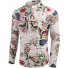 COOFANDY Men’s Cotton Linen Henley T-Shirts Long Sleeve Casual Beach Shirts | Mens Linen Shirt,Regular Relaxed Fit,Lightweight,Breathable,and Moisture-wicking for Beach,Vacation or Everyday Summer Wear(Khaki Floral)