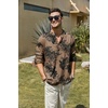 COOFANDY Men’s Cotton Linen Henley T-Shirts Long Sleeve Casual Beach Shirts | Mens Linen Shirt,Regular Relaxed Fit,Lightweight,Breathable,and Moisture-wicking for Beach,Vacation or Everyday Summer Wear(Dark Khaki Floral)