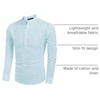 COOFANDY Men’s Cotton Linen Henley T-Shirts Long Sleeve Casual Beach Shirts | Mens Linen Shirt,Regular Relaxed Fit,Lightweight,Breathable,and Moisture-wicking for Beach,Vacation or Everyday Summer Wear(Blue)