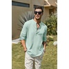 COOFANDY Men’s Cotton Linen Henley T-Shirts Long Sleeve Casual Beach Shirts | Mens Linen Shirt,Regular Relaxed Fit,Lightweight,Breathable,and Moisture-wicking for Beach,Vacation or Everyday Summer Wear(Green)