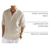 COOFANDY Men’s Cotton Linen Henley T-Shirts Long Sleeve Casual Beach Shirts | Mens Linen Shirt,Regular Relaxed Fit,Lightweight,Breathable,and Moisture-wicking for Beach,Vacation or Everyday Summer Wear(Light Khaki)