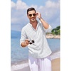 COOFANDY Men’s Cotton Linen Henley T-Shirts Long Sleeve Casual Beach Shirts | Mens Linen Shirt,Regular Relaxed Fit,Lightweight,Breathable,and Moisture-wicking for Beach,Vacation or Everyday Summer Wear(Blue Pinstripe)