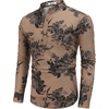COOFANDY Men’s Cotton Linen Henley T-Shirts Long Sleeve Casual Beach Shirts | Mens Linen Shirt,Regular Relaxed Fit,Lightweight,Breathable,and Moisture-wicking for Beach,Vacation or Everyday Summer Wear(Dark Khaki Floral)