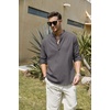 COOFANDY Men’s Cotton Linen Henley T-Shirts Long Sleeve Casual Beach Shirts | Mens Linen Shirt,Regular Relaxed Fit,Lightweight,Breathable,and Moisture-wicking for Beach,Vacation or Everyday Summer Wear(Dark Gray)