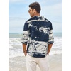COOFANDY Men’s Cotton Linen Henley T-Shirts Long Sleeve Casual Beach Shirts | Mens Linen Shirt,Regular Relaxed Fit,Lightweight,Breathable,and Moisture-wicking for Beach,Vacation or Everyday Summer Wear(Navy Tie-dye)