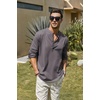 COOFANDY Men’s Cotton Linen Henley T-Shirts Long Sleeve Casual Beach Shirts | Mens Linen Shirt,Regular Relaxed Fit,Lightweight,Breathable,and Moisture-wicking for Beach,Vacation or Everyday Summer Wear(Dark Gray)