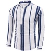 COOFANDY Men’s Cotton Linen Henley T-Shirts Long Sleeve Casual Beach Shirts | Mens Linen Shirt,Regular Relaxed Fit,Lightweight,Breathable,and Moisture-wicking for Beach,Vacation or Everyday Summer Wear(Dark Blue Stripes)