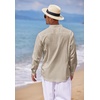 COOFANDY Men’s Cotton Linen Henley T-Shirts Long Sleeve Casual Beach Shirts | Mens Linen Shirt,Regular Relaxed Fit,Lightweight,Breathable,and Moisture-wicking for Beach,Vacation or Everyday Summer Wear(Khaki.)