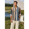 COOFANDY Men’s Cotton Linen Henley T-Shirts Long Sleeve Casual Beach Shirts | Mens Linen Shirt,Regular Relaxed Fit,Lightweight,Breathable,and Moisture-wicking for Beach,Vacation or Everyday Summer Wear(Painting)