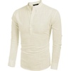 COOFANDY Men’s Cotton Linen Henley T-Shirts Long Sleeve Casual Beach Shirts | Mens Linen Shirt,Regular Relaxed Fit,Lightweight,Breathable,and Moisture-wicking for Beach,Vacation or Everyday Summer Wear(Beige)