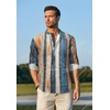 COOFANDY Men’s Cotton Linen Henley T-Shirts Long Sleeve Casual Beach Shirts | Mens Linen Shirt,Regular Relaxed Fit,Lightweight,Breathable,and Moisture-wicking for Beach,Vacation or Everyday Summer Wear(Painting)