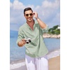 COOFANDY Men’s Cotton Linen Henley T-Shirts Long Sleeve Casual Beach Shirts | Mens Linen Shirt,Regular Relaxed Fit,Lightweight,Breathable,and Moisture-wicking for Beach,Vacation or Everyday Summer Wear(Light Green)