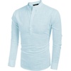 COOFANDY Men’s Cotton Linen Henley T-Shirts Long Sleeve Casual Beach Shirts | Mens Linen Shirt,Regular Relaxed Fit,Lightweight,Breathable,and Moisture-wicking for Beach,Vacation or Everyday Summer Wear(Blue)
