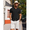 COOFANDY Men’s Knit Short Sleeve Button Down Polo Shirts | Knit Shirt,Vintage Casual Shirts,Summer Beach Vacation,Breathable Soft Knit Texture,Button Up Shirts(Black)