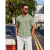 COOFANDY Men’s Knit Short Sleeve Button Down Polo Shirts | Knit Shirt,Vintage Casual Shirts,Summer Beach Vacation,Breathable Soft Knit Texture,Button Up Shirts(Light Green)