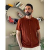 COOFANDY Men’s Knit Short Sleeve Button Down Polo Shirts | Knit Shirt,Vintage Casual Shirts,Summer Beach Vacation,Breathable Soft Knit Texture,Button Up Shirts(Terracotta)