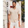 COOFANDY Men’s Knit Short Sleeve Button Down Polo Shirts | Knit Shirt,Vintage Casual Shirts,Summer Beach Vacation,Breathable Soft Knit Texture,Button Up Shirts(Cream)